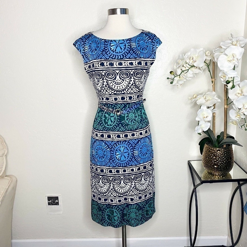 Tory burch belted aztec print silk dress S